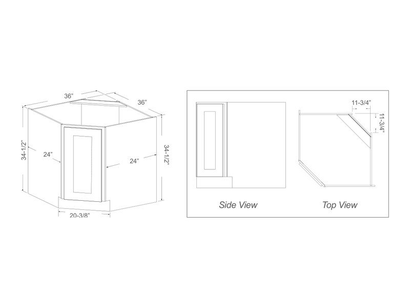 Cabinet drawing — front and side views