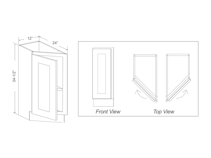 Cabinet drawing — front and side views