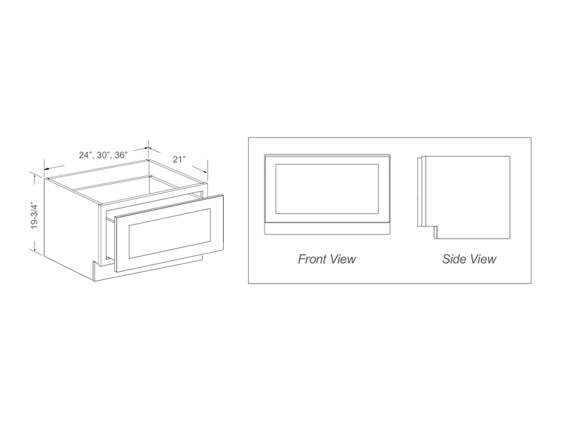 Cabinet drawing — front and side views