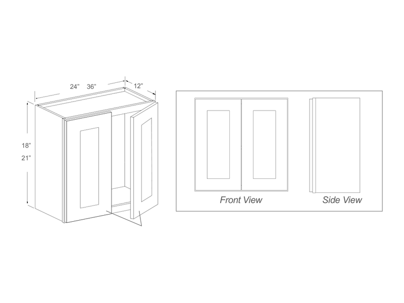 Cabinet drawing — front and side views