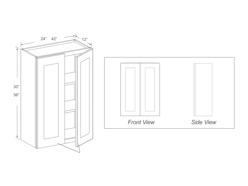 Cabinet drawing — front and side views