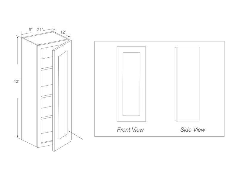 Cabinet drawing — front and side views