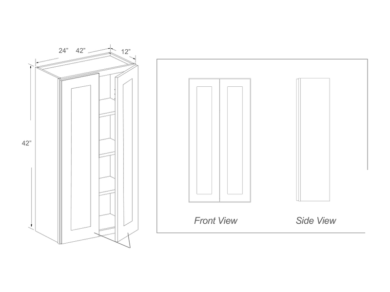 Cabinet drawing — front and side views