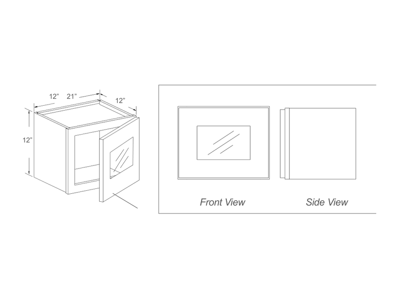Cabinet drawing — front and side views