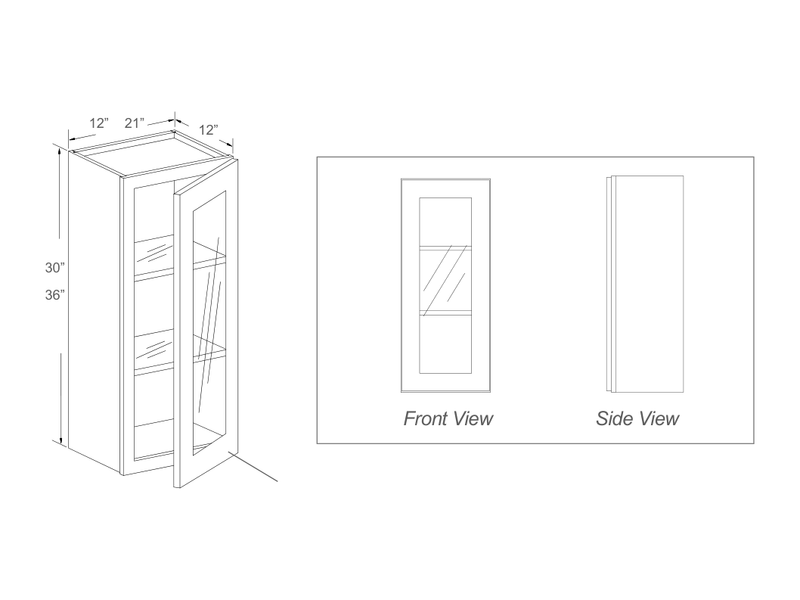 Cabinet drawing — front and side views