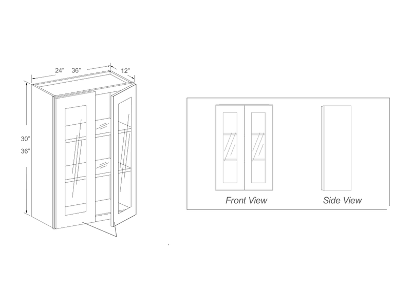 Cabinet drawing — front and side views
