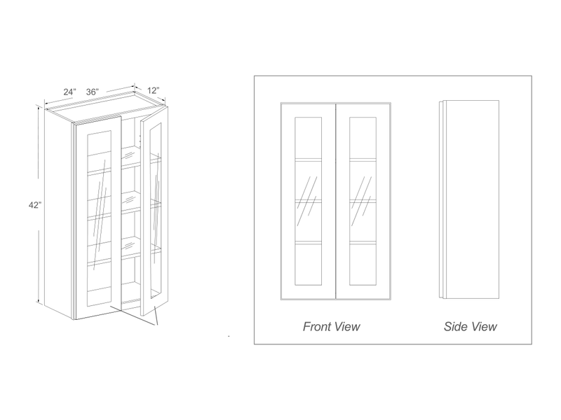 Cabinet drawing — front and side views