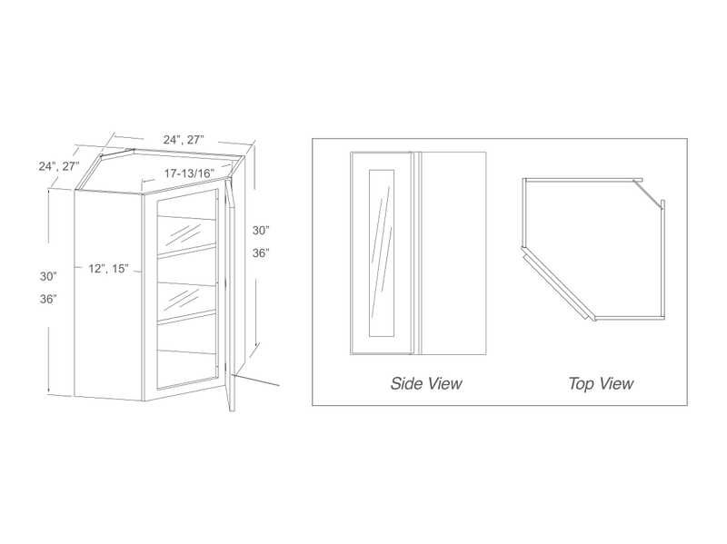 Cabinet drawing — front and side views