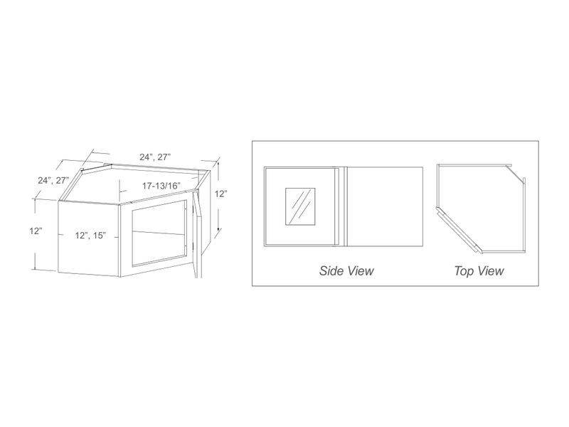 Cabinet drawing — front and side views