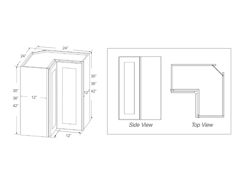 Cabinet drawing — front and side views