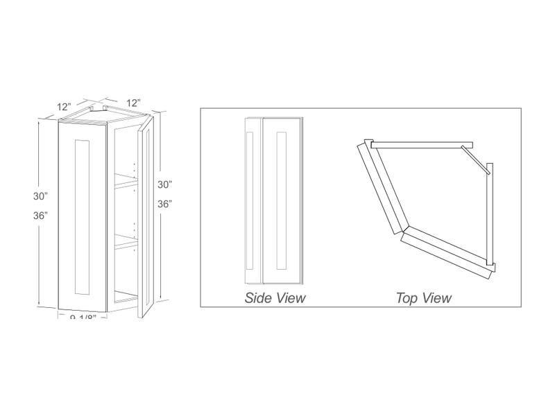 Cabinet drawing — front and side views