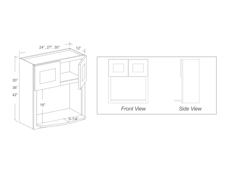 Cabinet drawing — front and side views
