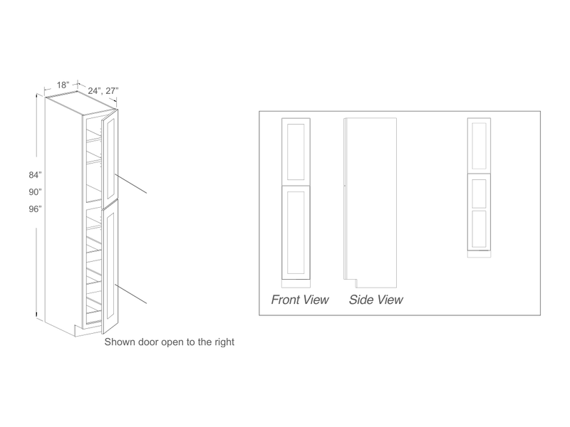 Cabinet drawing — front and side views