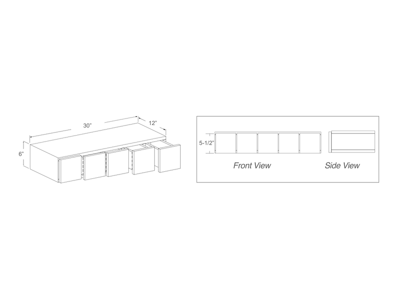 Cabinet drawing — front and side views