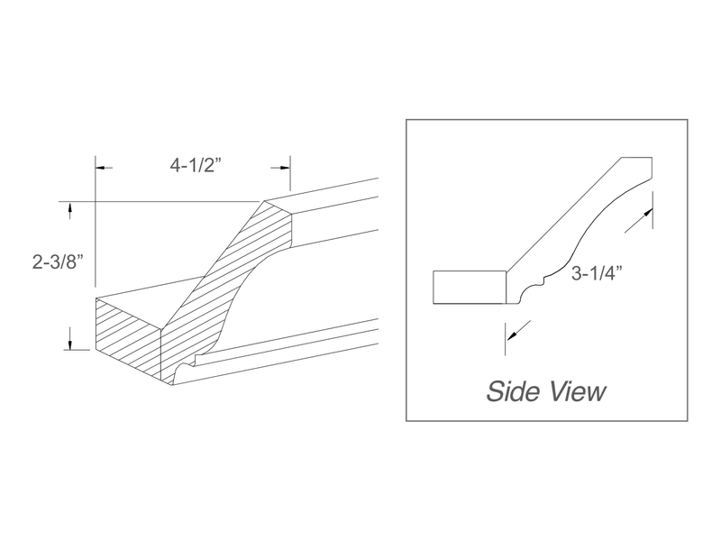 Molding / panel drawing — profile and side view