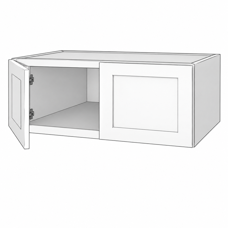 Classic White Shaker fridge wall reference illustration; dimensions and final configuration vary by SKU (W361524).