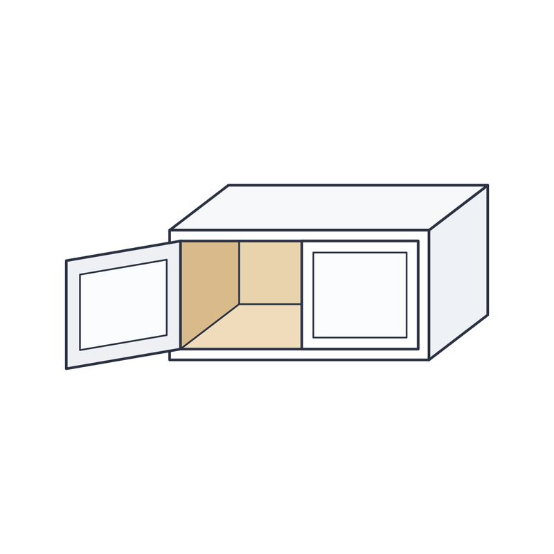 Classic White Shaker Refrigerator Wall Cabinet – 24 in. deep (W301224) — natural plywood interior, finished shelves
