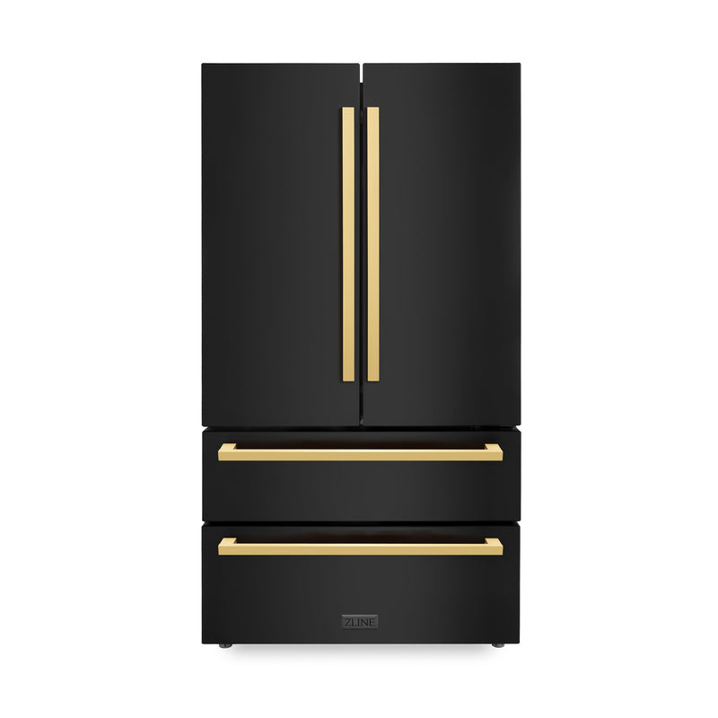 ZLINE RFMZ-36-BS-FG Autograph Edition 36 in. French Door Refrigerator in Black Stainless Steel