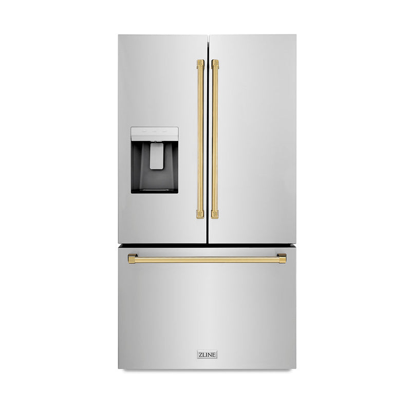 ZLINE RSMZ-W-36-G Autograph Edition 36 in. French Door Refrigerator in Polished Gold