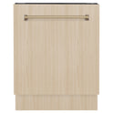 ZLINE Autograph Edition 24" Tallac Series 3rd Rack Top Control Built-In Tall Tub Dishwasher in Custom Panel Ready with Champagne Bronze Handle 51dBa (DWVZ-24-CB)