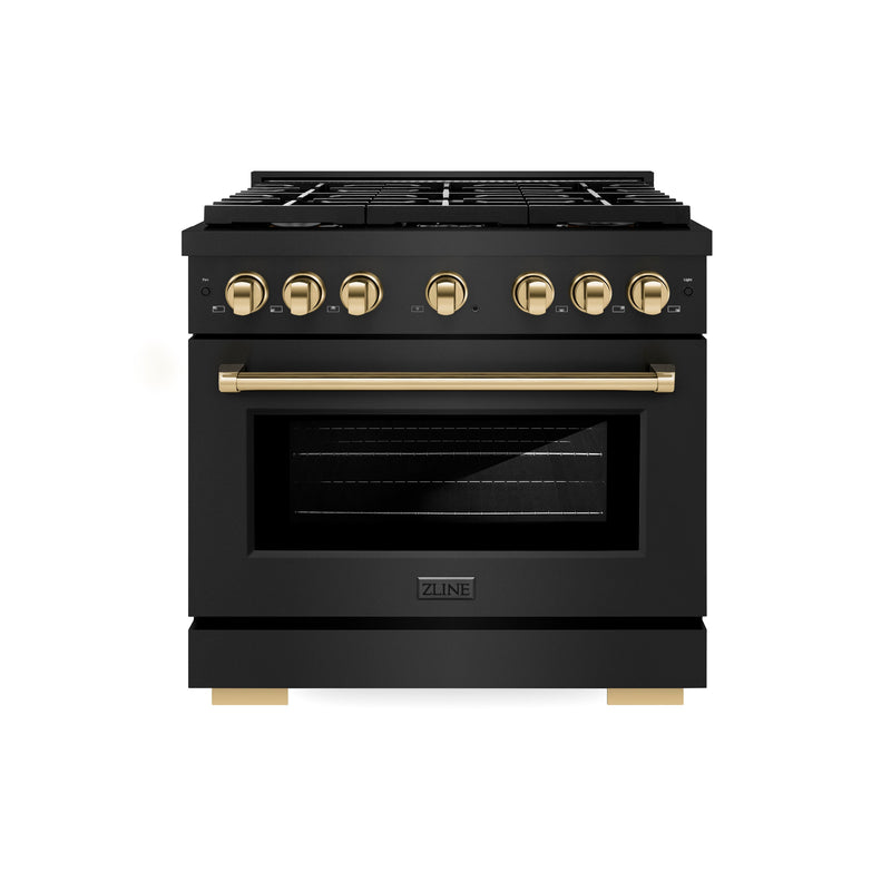 ZLINE SDRBZ-36-G Autograph Edition 36 in. Dual Fuel Range in Black Stainless Steel