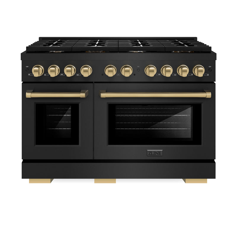 ZLINE SDRBZ-48-CB Autograph Edition 48 in. Dual Fuel Range in Black Stainless Steel