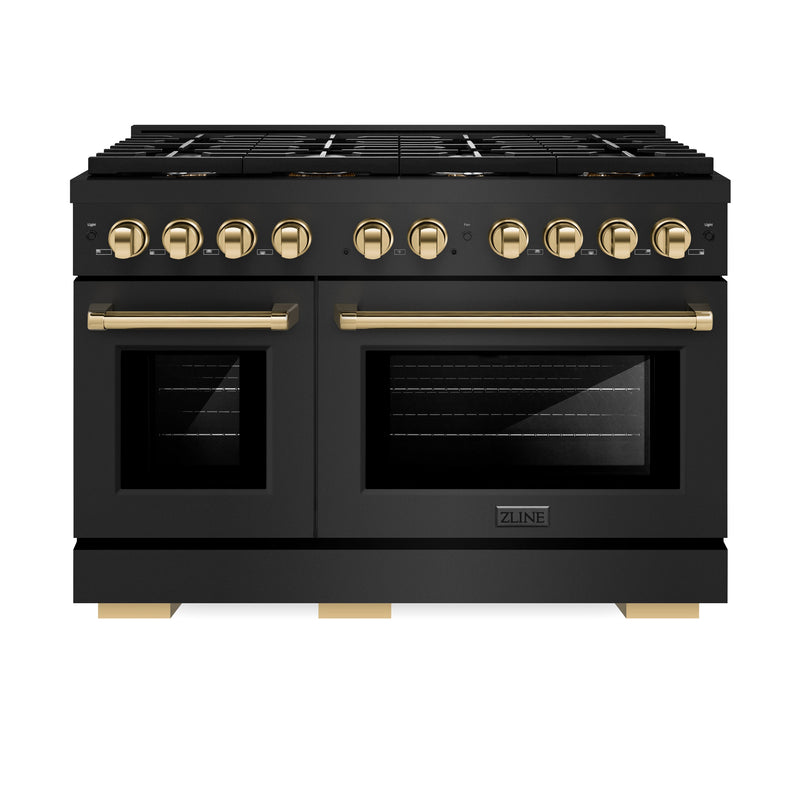 ZLINE SDRBZ-48-G Autograph Edition 48 in. Dual Fuel Range in Black Stainless Steel