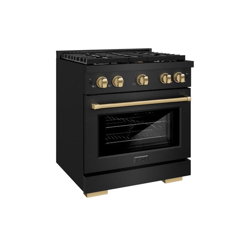 ZLINE SGRBZ-30-CB Autograph Edition 30 in. Gas Range in Black Stainless Steel