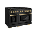 ZLINE Autograph Edition 48 in. 6.7 cu. ft. Paramount Double Oven Gas Range with 8 Burner Cooktop in Black Stainless Steel and Champagne Bronze Accents (SGRBZ-48-CB)