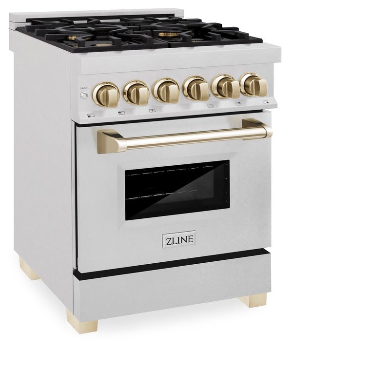 ZLINE RASZ-SN-24-G Autograph Edition 24 in. Dual Fuel Range in Satin Stainless Steel
