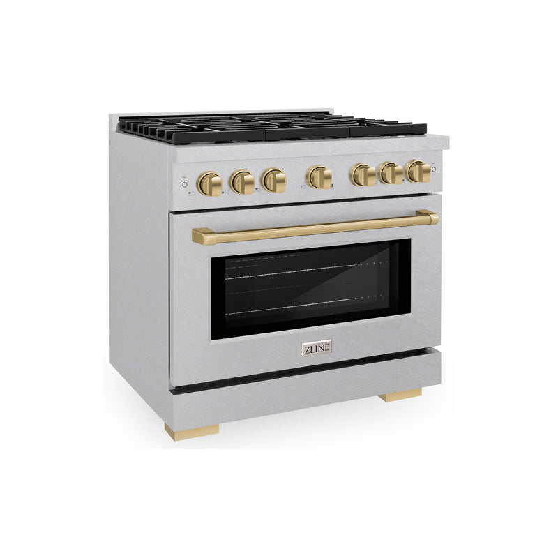 ZLINE SDRSZ-36-CB Autograph Edition 36 in. Dual Fuel Range in Satin Stainless Steel