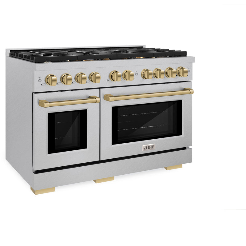 ZLINE SDRSZ-48-CB Autograph Edition 48 in. Dual Fuel Range in Satin Stainless Steel