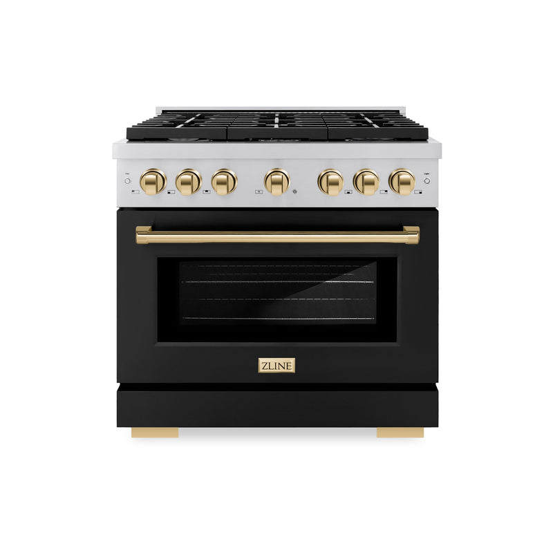 ZLINE SDRZ-BLM-36-G Autograph Edition 36 in. Dual Fuel Range in Polished Gold