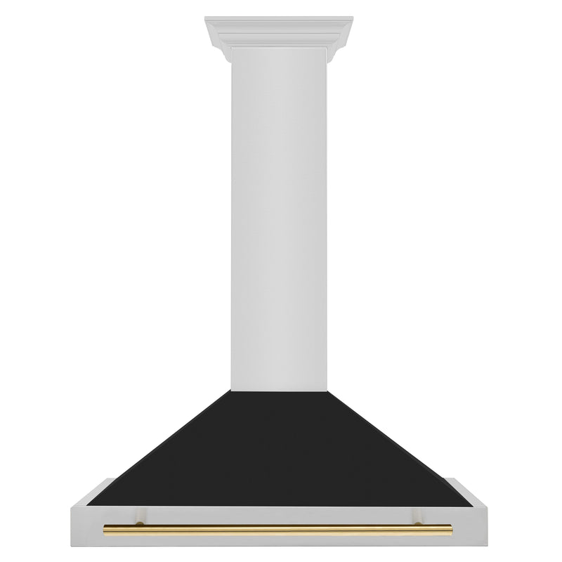 ZLINE 36" ZLINE Autograph Edition Stainless Steel Range Hood with Black Matte Shell and Gold Handle (KB4STZ-BLM36-G) ZLINE