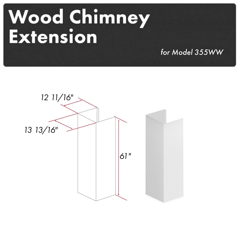 ZLINE 355WW-E 61 in. Range Hood Chimney Kit in Wood/White