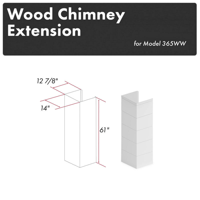 ZLINE 61 in. Rustic Shiplap Bright White Wooden Chimney Extension for Ceilings up to 12 ft. (365WW-E) ZLINE