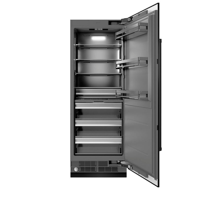 ZLINE 30 in. 16.7 cu. ft. Column Refrigerator in Black Stainless Steel with Graphite Gray Interior (RCRV-BS-30) ZLINE