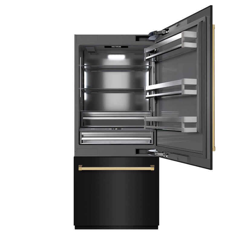 ZLINE GRBITZ-BS-36-G Autograph Edition 36 in. Bottom Freezer Refrigerator in Panel Ready