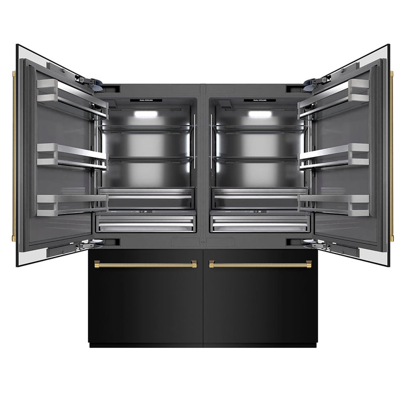 ZLINE GRBITZ-BS-72-KG Autograph Edition 72 in. Built-In French Door Refrigerator in Panel Ready