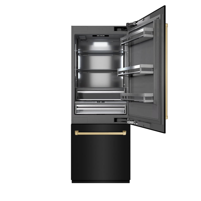 ZLINE GRBIVZ-BS-30-G Autograph Edition 30 in. Bottom Freezer Refrigerator in Panel Ready