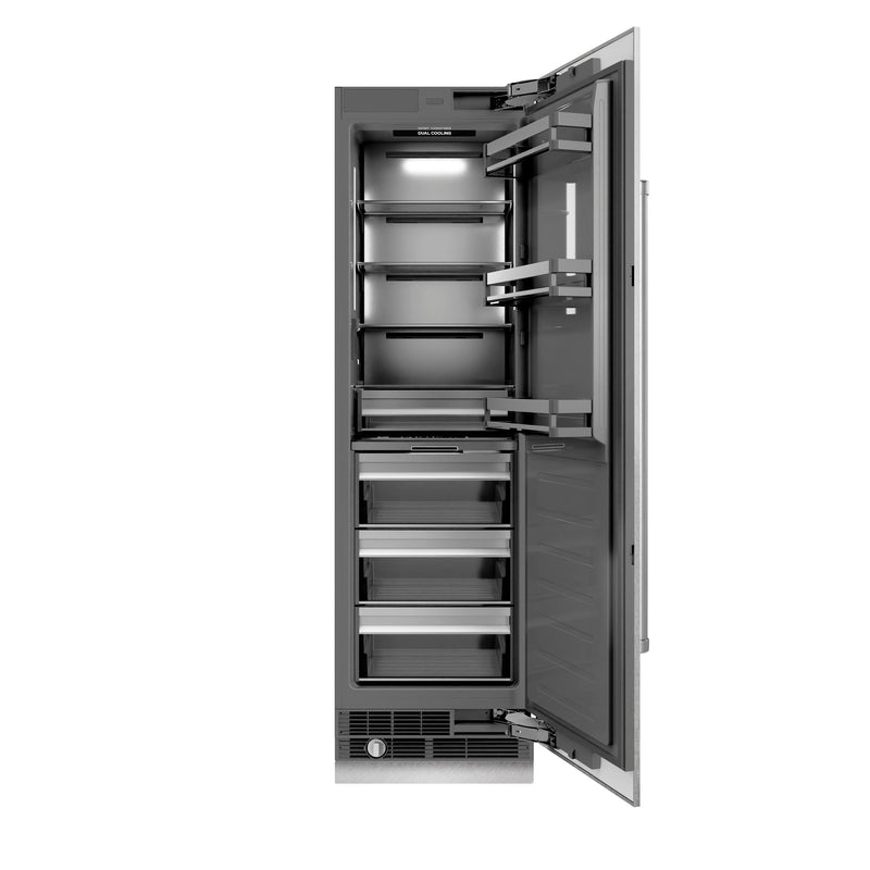 ZLINE 24 in. 12.5 cu. ft. Column Refrigerator in DuraSnow® Stainless Steel with Graphite Gray Interior (RCRV-SN-24) ZLINE