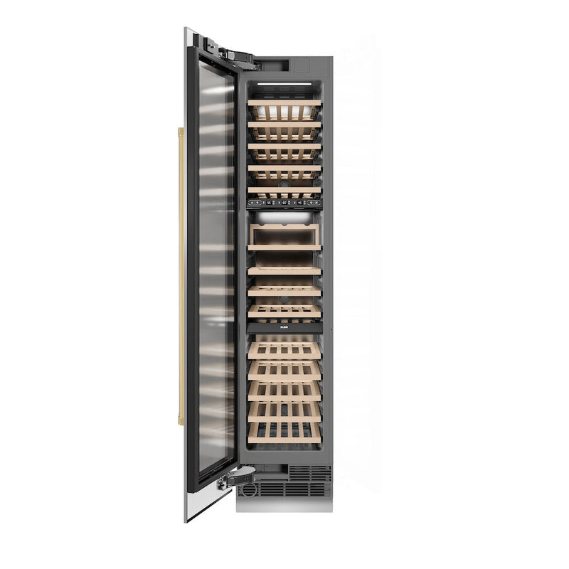 ZLINE Autograph Edition 18 in. 9.0 cu. ft. Triple Zone 68 Bottle Left Hinge Column Wine Cooler in Stainless Steel with Polished Gold Accents (RCWVLZ-30418-G) ZLINE