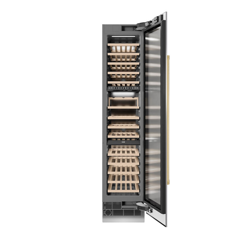 ZLINE Autograph Edition 18 in. 9.0 cu. ft. Triple Zone 68 Bottle Right Hinge Column Wine Cooler in Stainless Steel with Polished Gold Accents (RCWVRZ-30418-G) ZLINE