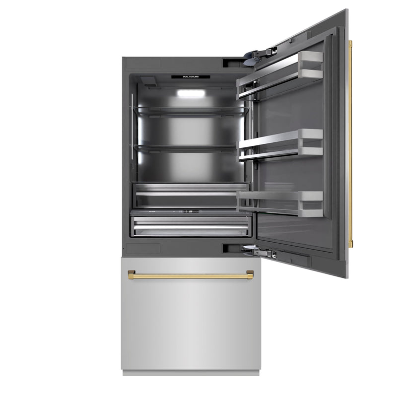 ZLINE GRBITZ-304-36G Autograph Edition 36 in. Bottom Freezer Refrigerator in Panel Ready
