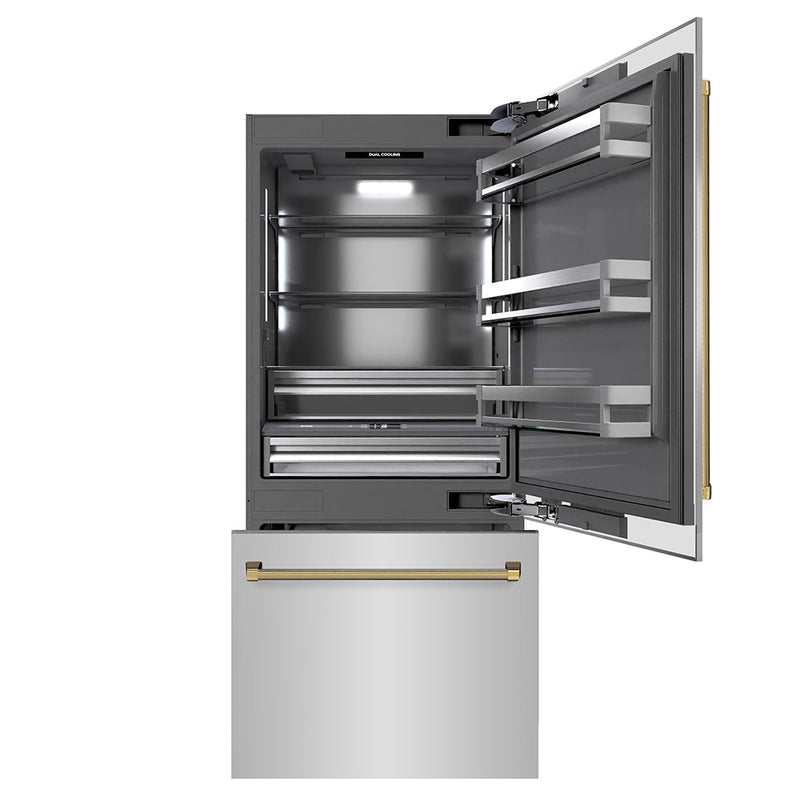 ZLINE GRBITZ-30436KG Autograph Edition 36 in. Bottom Freezer Refrigerator in Panel Ready