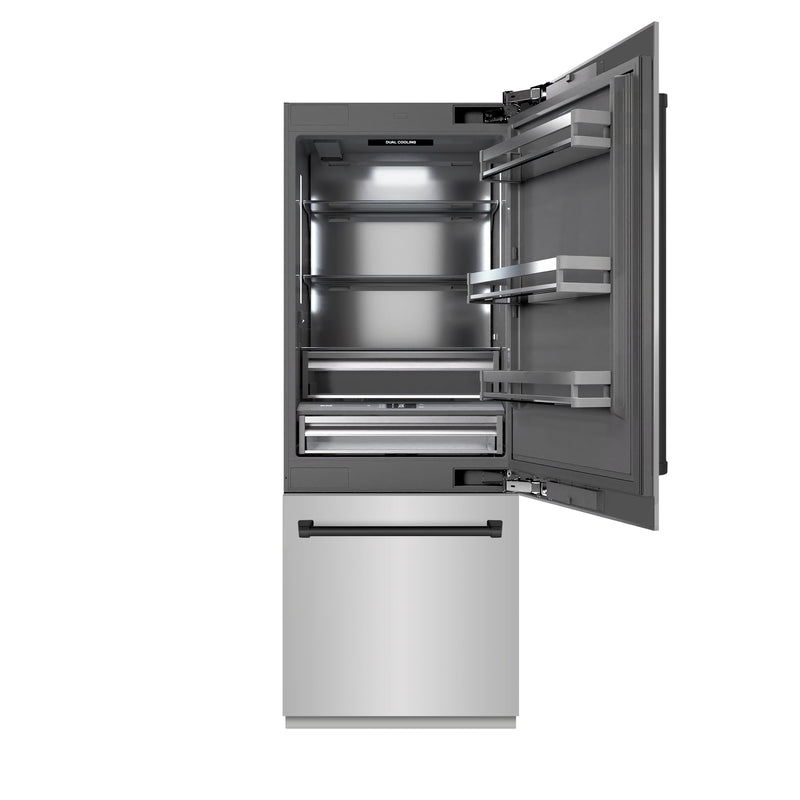 ZLINE GRBIVZ-304-30MB Autograph Edition 30 in. Bottom Freezer Refrigerator in Panel Ready