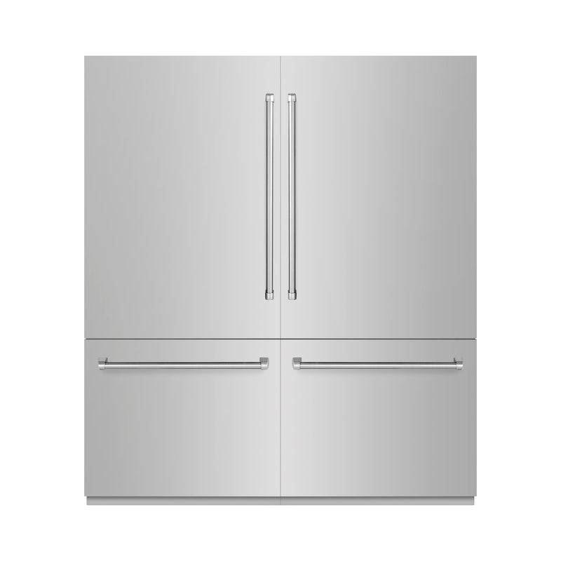 ZLINE 72 in. 39.6 cu. ft. French Door Built-In Bottom Freezer Refrigerator with Water Dispensers and Ice Makers in Stainless Steel (RBIT-304-72) ZLINE