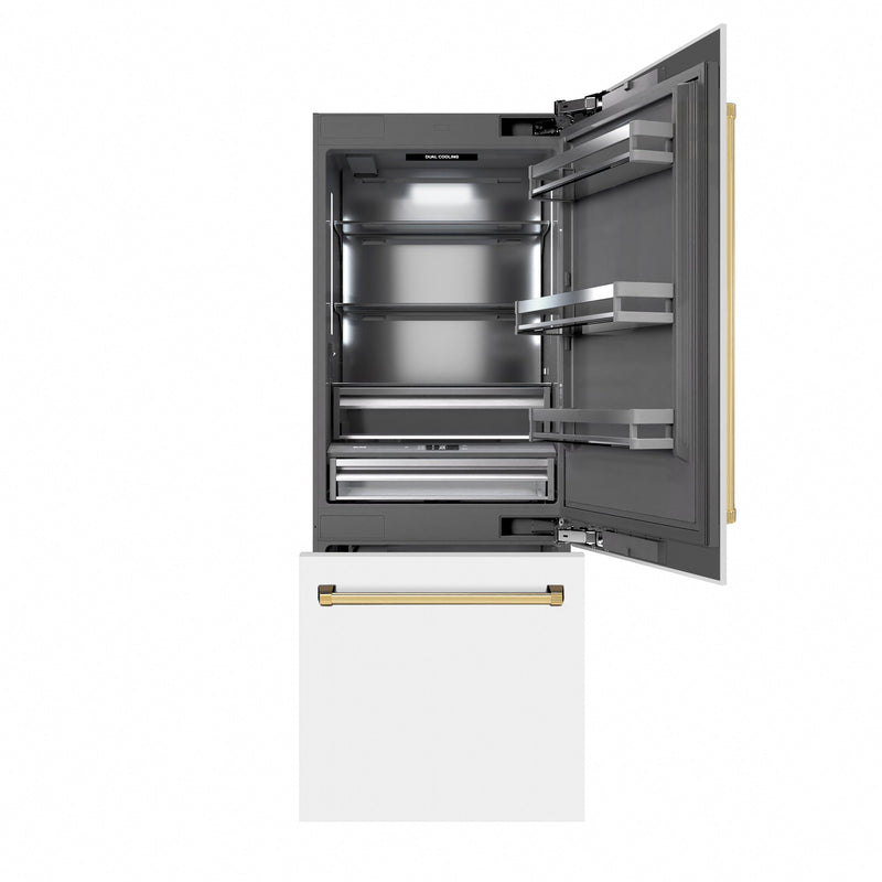ZLINE GRBIVZ-WM-30-G Autograph Edition 30 in. Bottom Freezer Refrigerator in Panel Ready
