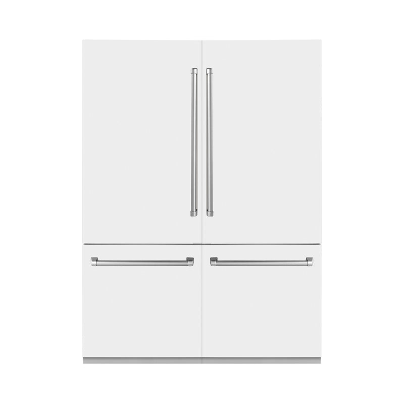 ZLINE 60 in. 32.2 cu. ft. French Door Built-In Bottom Freezer Refrigerator with Water Dispensers and Ice Makers in White Matte (RBIV-WM-60) ZLINE