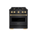ZLINE Autograph Edition 30 in. 4.2 cu. ft. Classic Gas Range with 4 Burner Cooktop and Convection Gas Oven in Black Stainless Steel and Champagne Bronze Accents (CGRBZ-30-CB)
